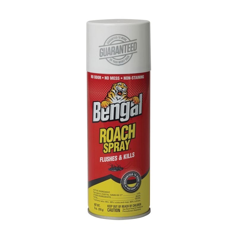Bengal 92465 Roach Spray, Liquid, Spray Application, 9 oz Aerosol Can Brown/Dark Brown