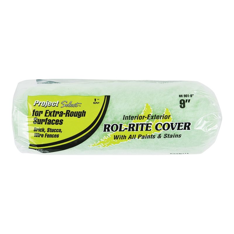Linzer RR 901 Paint Roller Cover, 1 in Thick Nap, 9 in L, Knit Fabric Cover, Green Green
