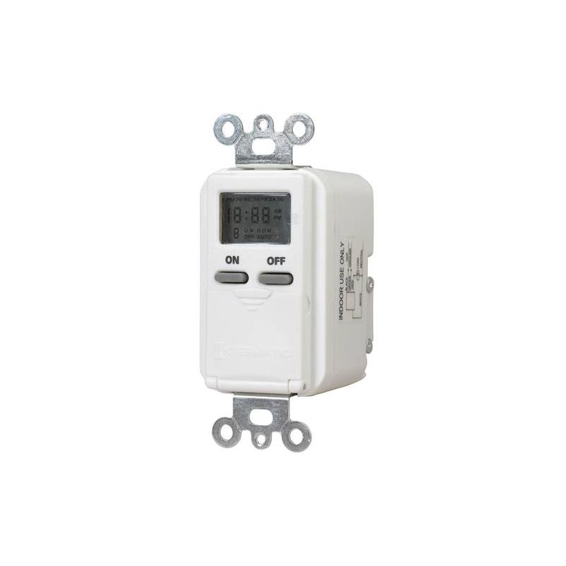 Intermatic EI500 EI500WC Electronic In Wall Timer, 15 A, 1 min Cycles, LCD Display, Wall Mounting