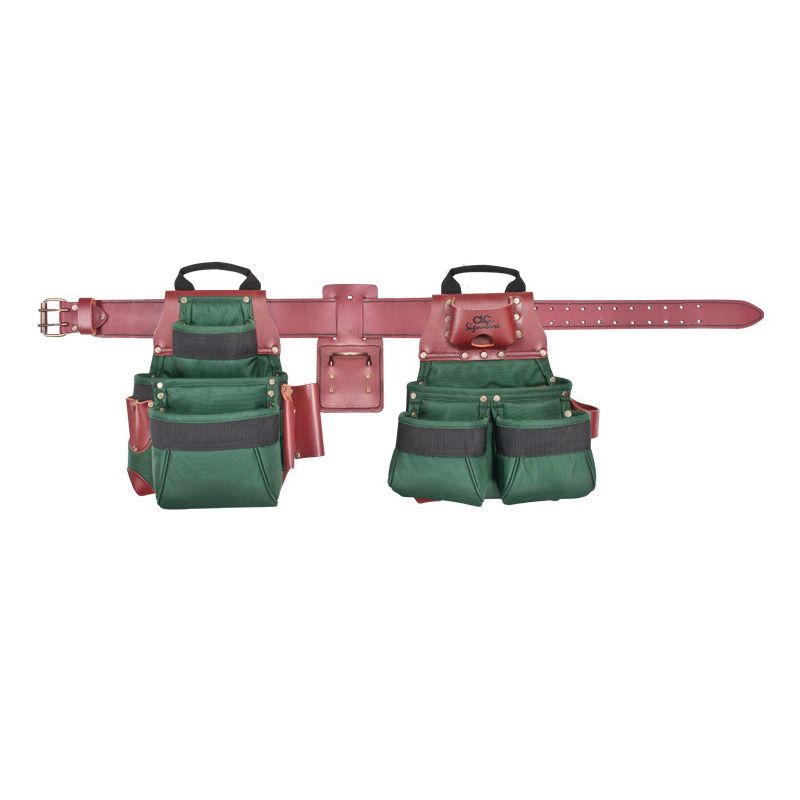 CLC Signature Elite Series 54531 Tool Belt Combo System, 29 to 42 in Waist, 58 in L, Nylon, Green, 17-Pocket Green