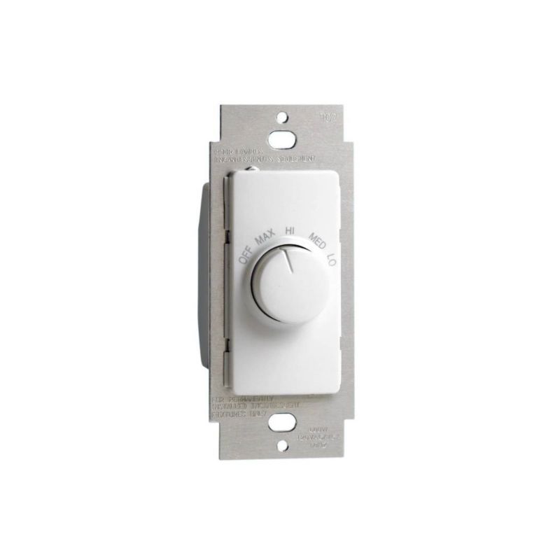 Leviton R24-RTF01-10W Fan Control Switch, 1.5 A, 120 V, Rotary Actuator, Plastic, White White