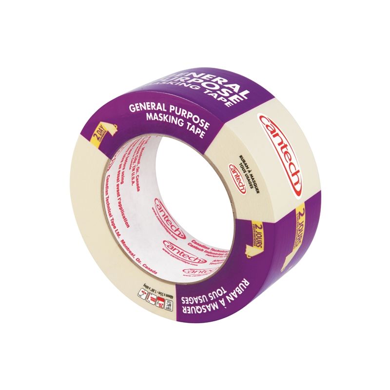 Cantech 307 Series 307-48 Masking Tape, 55 m L, 48 mm W, Crepe Paper Backing, Natural Natural