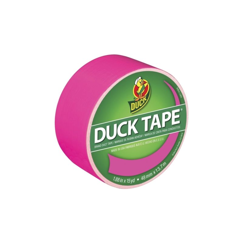 Duck 1265016 Duct Tape, 15 yd L, 1.88 in W, Vinyl Backing, Neon Pink Neon Pink