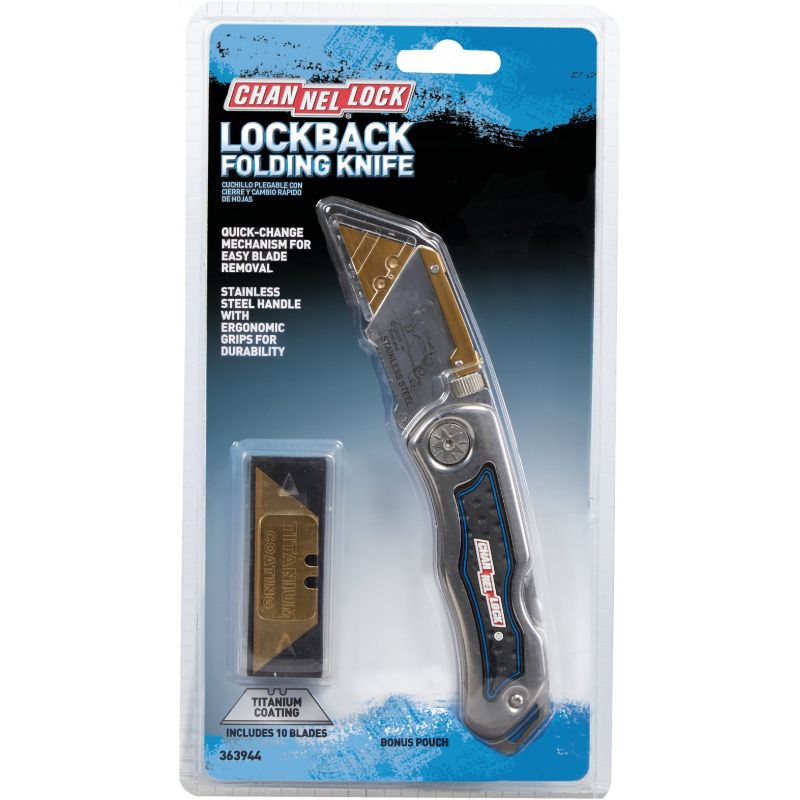 Channellock Lockback Utility Knife Channellock Blue