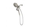 Moen 26009SRN Hand Shower and Rain Shower Combo, Round, 1/2 in Connection, IPS, 2.5 gpm, 6-Spray Function, Metal