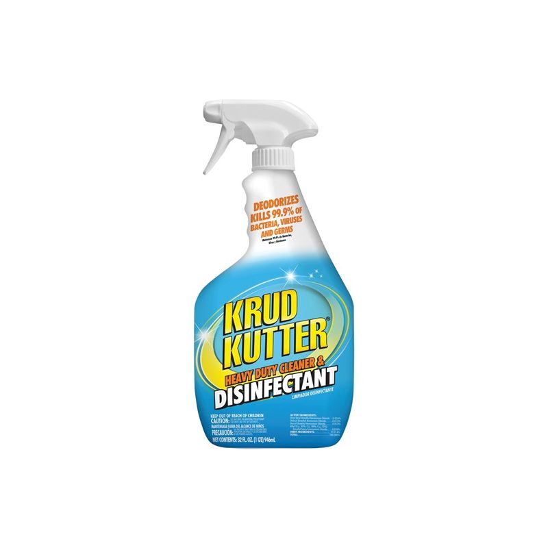 Krud Kutter DH326 Cleaner and Disinfectant, 32 oz, Liquid, Mild, Clear Clear