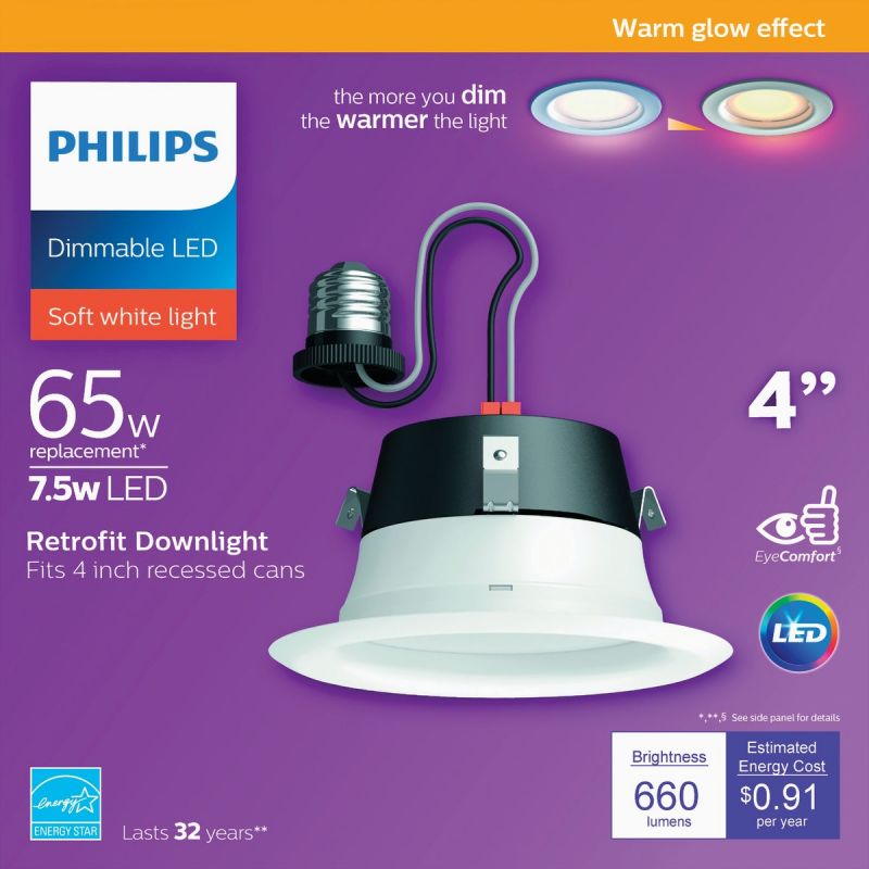 Philips Warm Glow Retrofit LED Recessed Light Kit White