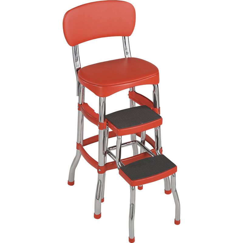 COSCO Retro Step Stool Chair 225 Lb., Red