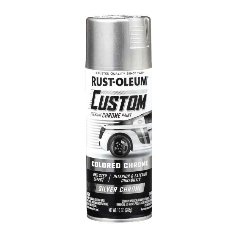 Rust-Oleum 340558 Premium Custom Paint, Chrome, Silver, 10 oz, Aerosol Can Silver