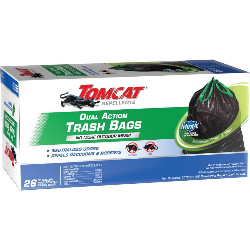 Tomcat Dual Action Trash Bag 30 Gal., Black