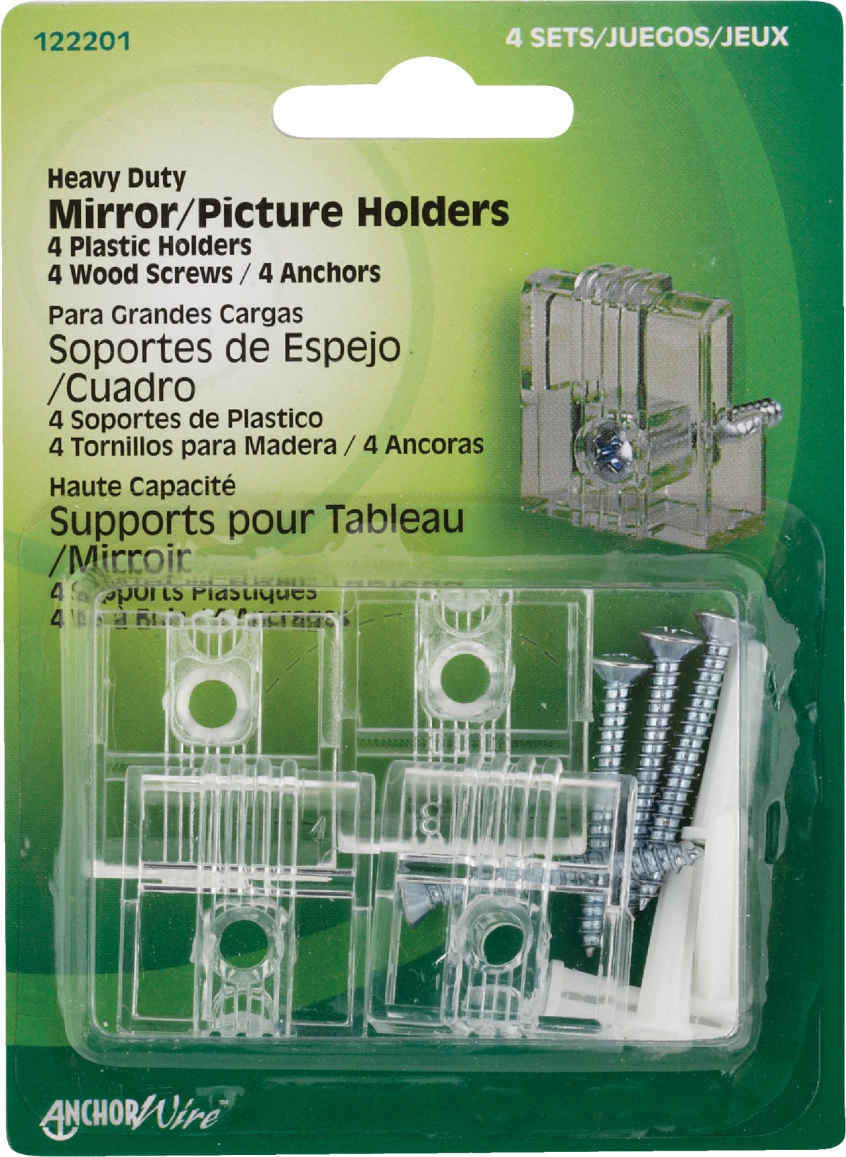 Hillman AnchorWire Steel Extra Heavy Mirror Holder Kit 121130 2~New 