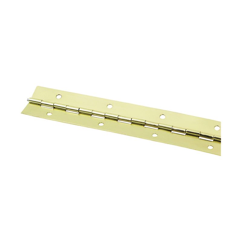 ProSource Continuous Hinge, 180 deg, Steel, Bright Brass, 1.5 in x 30 in Bright Brass, Traditional