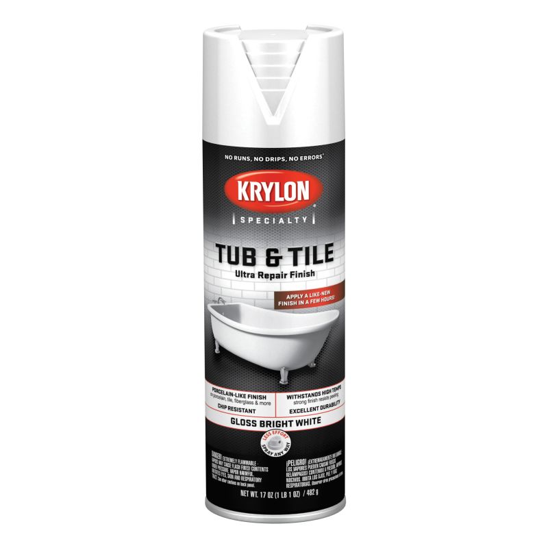 Krylon K04502007 Tub And Tile Epoxy, Gloss, White, 17 oz, Can White