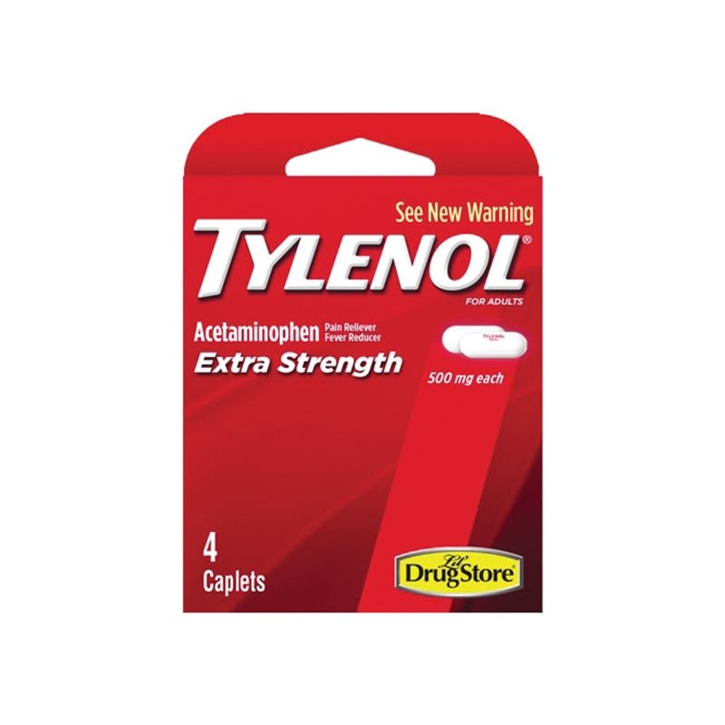 Tylenol 97472 Extra-Strength Pain Reliever/Fever Reducer, 4 CT, Caplet (Pack of 6)
