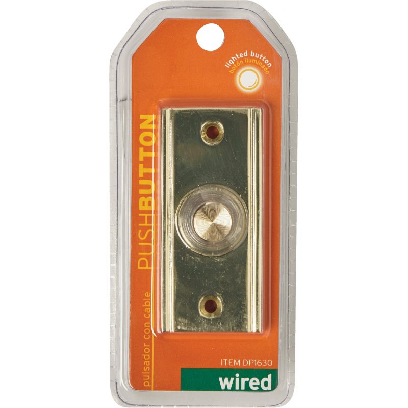 IQ America Wired Lighted Doorbell Push-Button Polished Brass