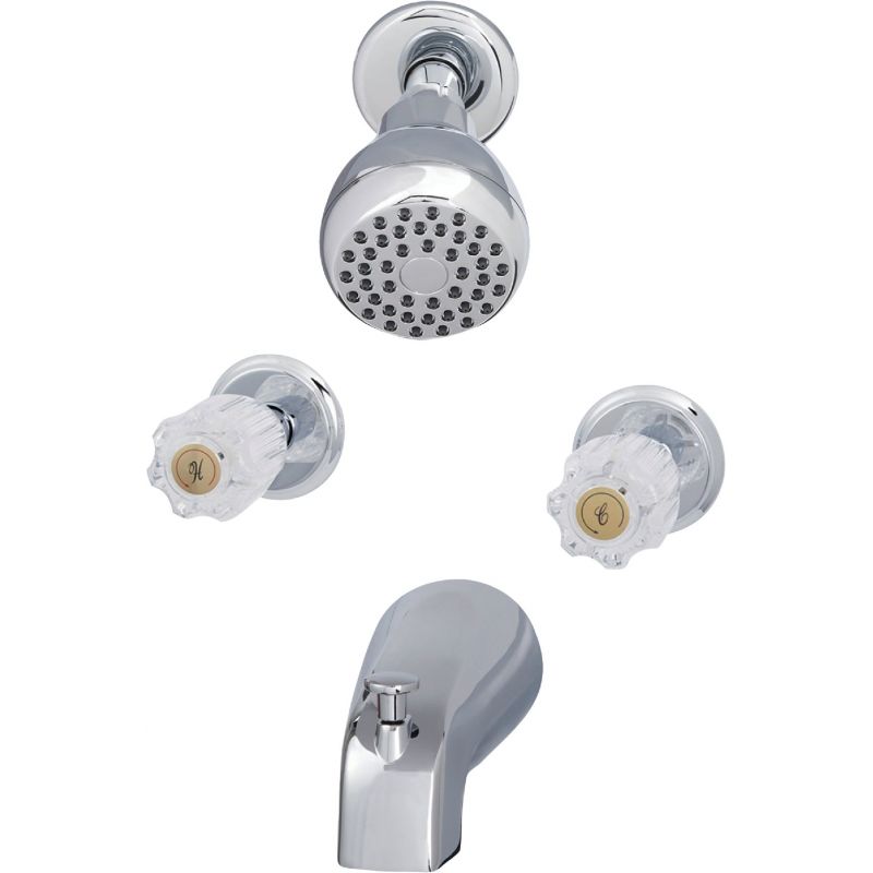 Home Impressions 2 Acrylic Handle Tub &amp; Shower Faucet Chrome Finish