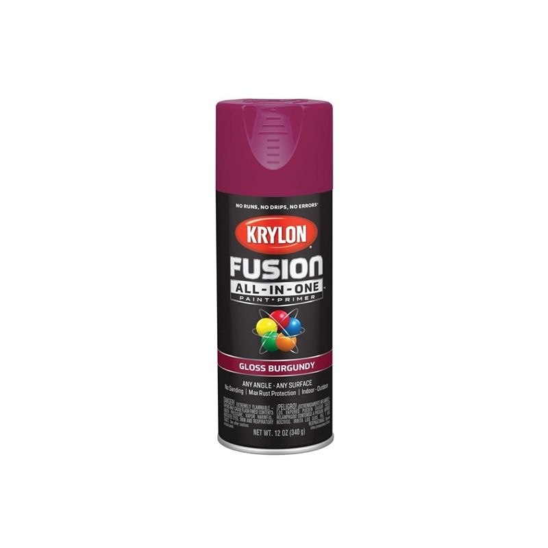 Krylon K02704007 Spray Paint, Gloss, Burgundy, 12 oz, Can Burgundy