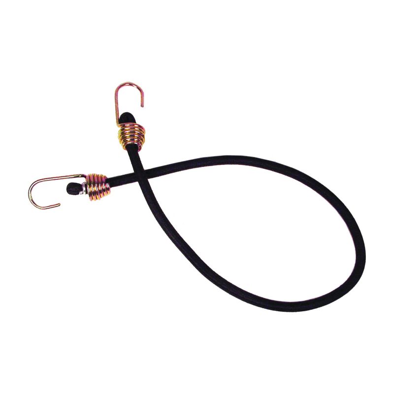 Keeper 06182 Bungee Cord, 13/32 in Dia, 32 in L, Rubber, Black, Hook End Black