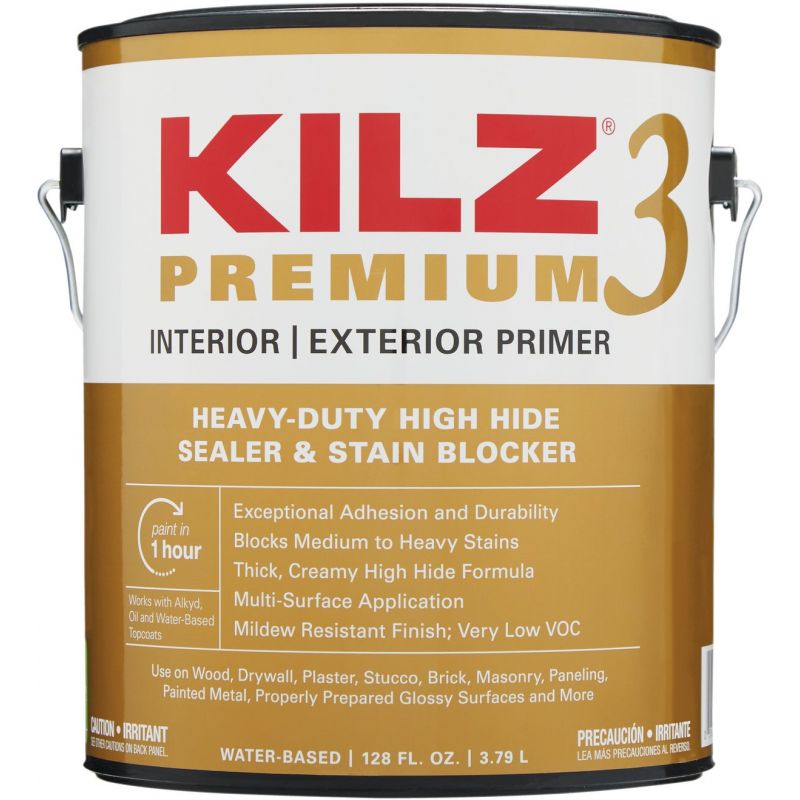 KILZ Premium Water-Base Interior/Exterior Sealer Stain Blocking Primer 1 Gal., White