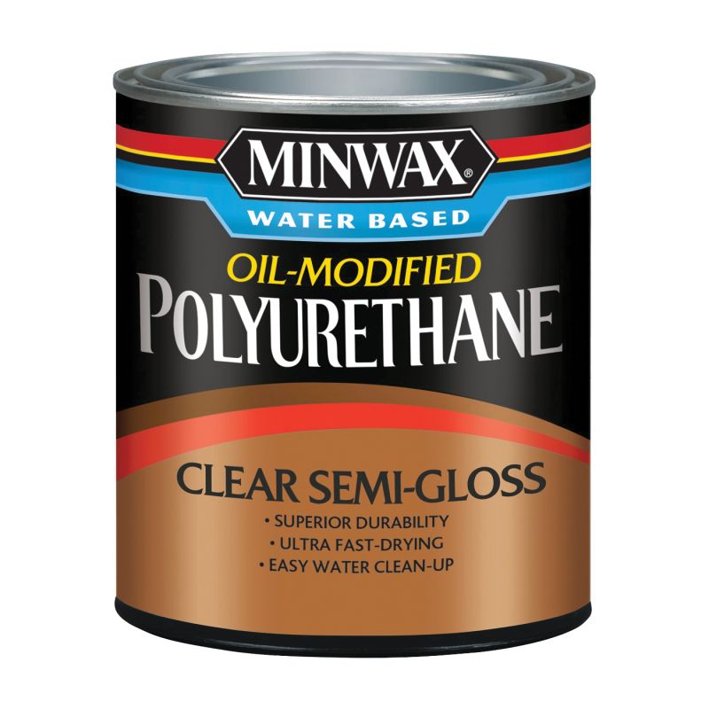 Minwax 630200444 Polyurethane, Semi-Gloss, Liquid, Clear, 1 qt, Can Clear