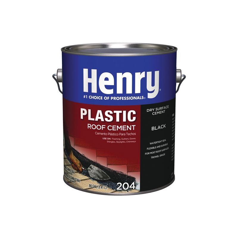 Henry HE204042 Plastic Roof Cement, Black, Liquid, 1 gal Can Black