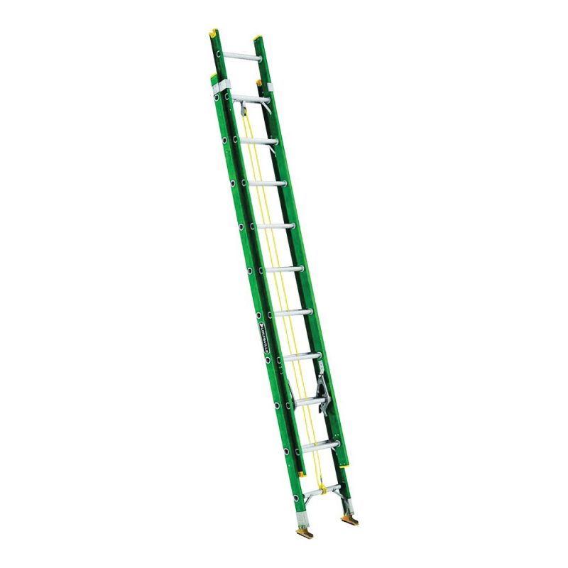 Louisville FE0616 Extension Ladder, 225 lb, Fiberglass, Green Green