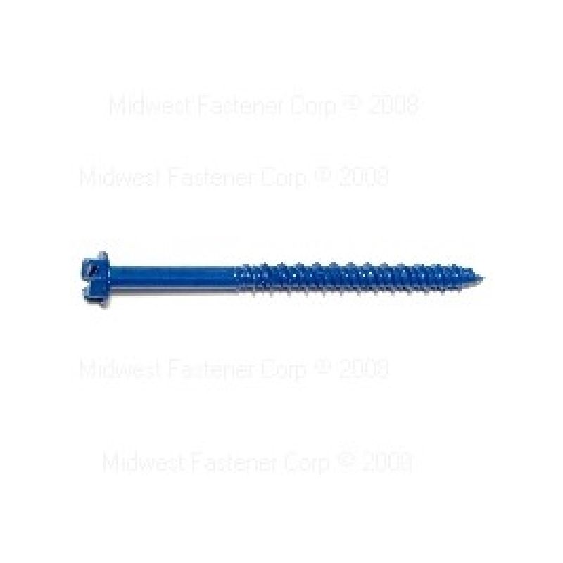Midwest Fastener 09263 Masonry Screw, 3/16 in Dia, 2-3/4 in L, Steel, 100/PK Blue Ruspert