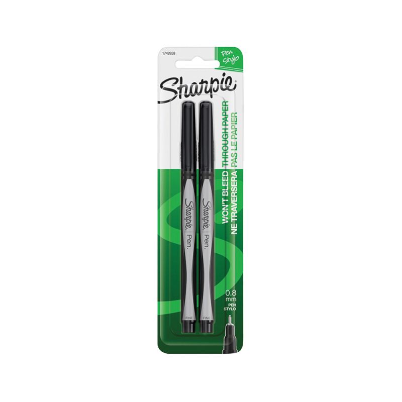 Sharpie 1742659 Premium Non-Toxic Pen, 0.3 mm Tip, Fine Tip, Black Ink, Soft Grip (Pack of 6)