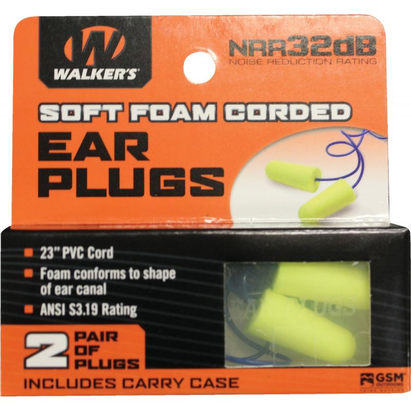 Walker&#039;s Soft Foam Corded Ear Plugs
