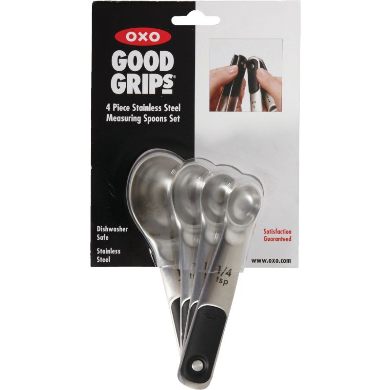 OXO Good Grips Stainless Steel Measuring Spoon Set Black Handle, Color-Coded Measurements