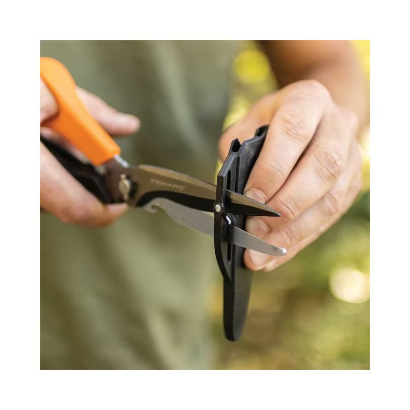 Fiskars 194500-1009 Multi-Purpose Scissor, 8-13/32 in OAL, 3-5/8 in L Cut, Stainless Steel Blade, Bent, Ergonomic Handle