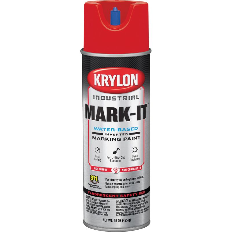 Krylon Mark-It Inverted Marking Spray Paint APWA Red, 15 Oz.