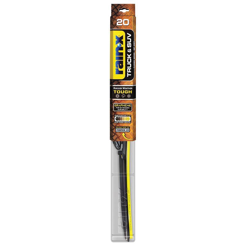 Rain-X Truck &amp; SUV 870220 Wiper Blade, Beam Blade, 20 in L Blade, Synthetic Rubber Black/Yellow, 20 In
