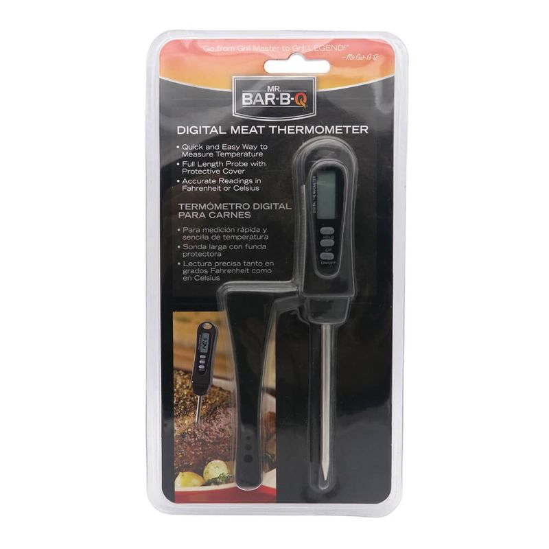 Mr. BAR-B-Q 40173Y Digital Meat Thermometer, LCD Display, Black Black