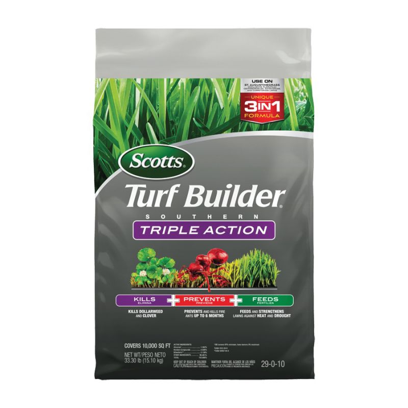 Scotts Turf Builder 26007B Southern Triple-Action Fertilizer Bag, Granular, 29-0-10 N-P-K Ratio Pink