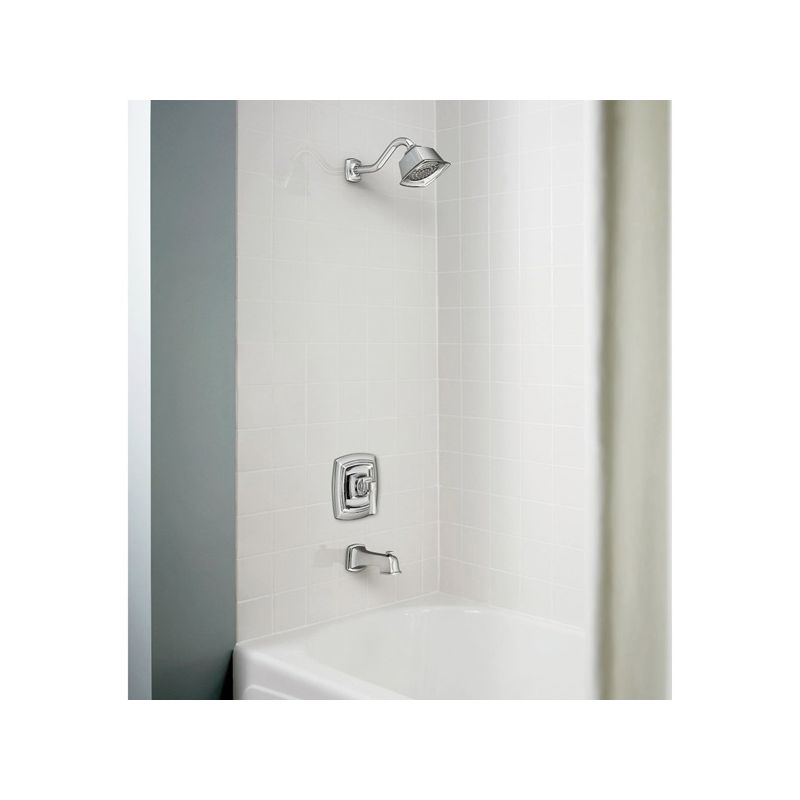 Moen Boardwalk Series 82830EP Tub and Shower Faucet, 2 gpm Showerhead, Diverter Tub Spout, 1-Handle, Chrome Plated