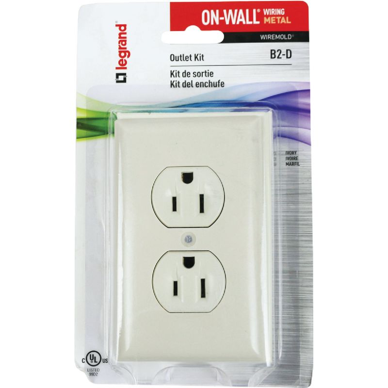 Wiremold On-Wall Outlet Box Kit Ivory