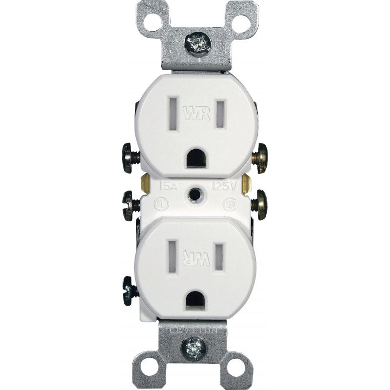 Leviton Tamper &amp; Weather Resistant Residential Grade Duplex Outlet White, 15A