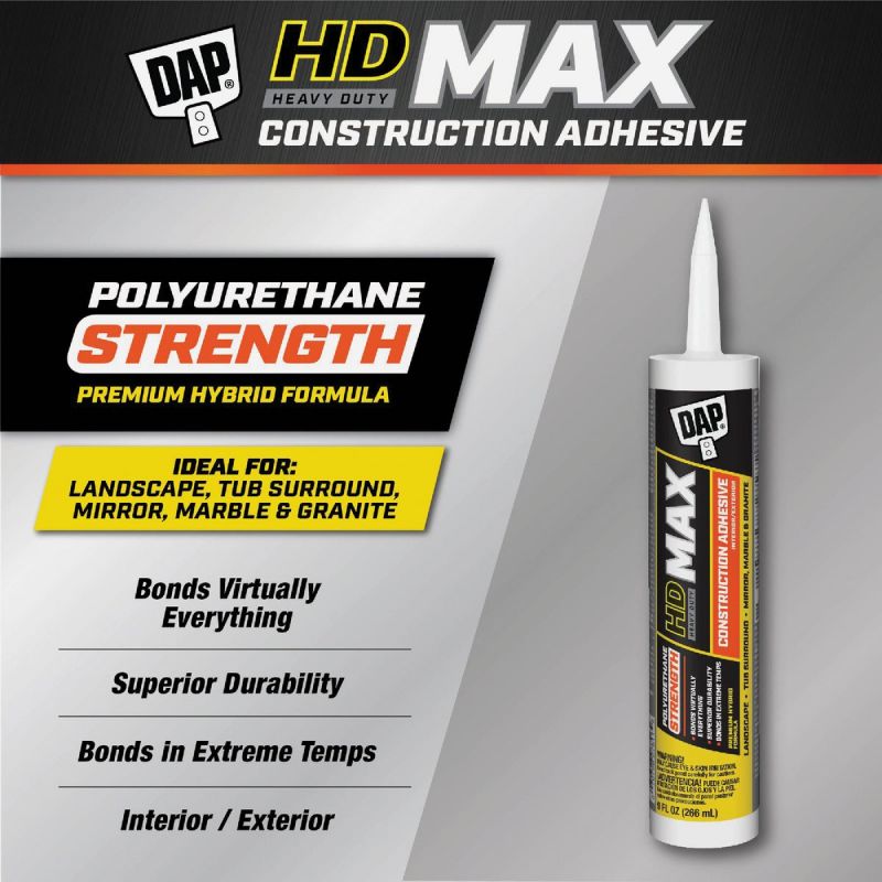 DAP Heavy Duty Max Construction Adhesive White, 9 Oz.