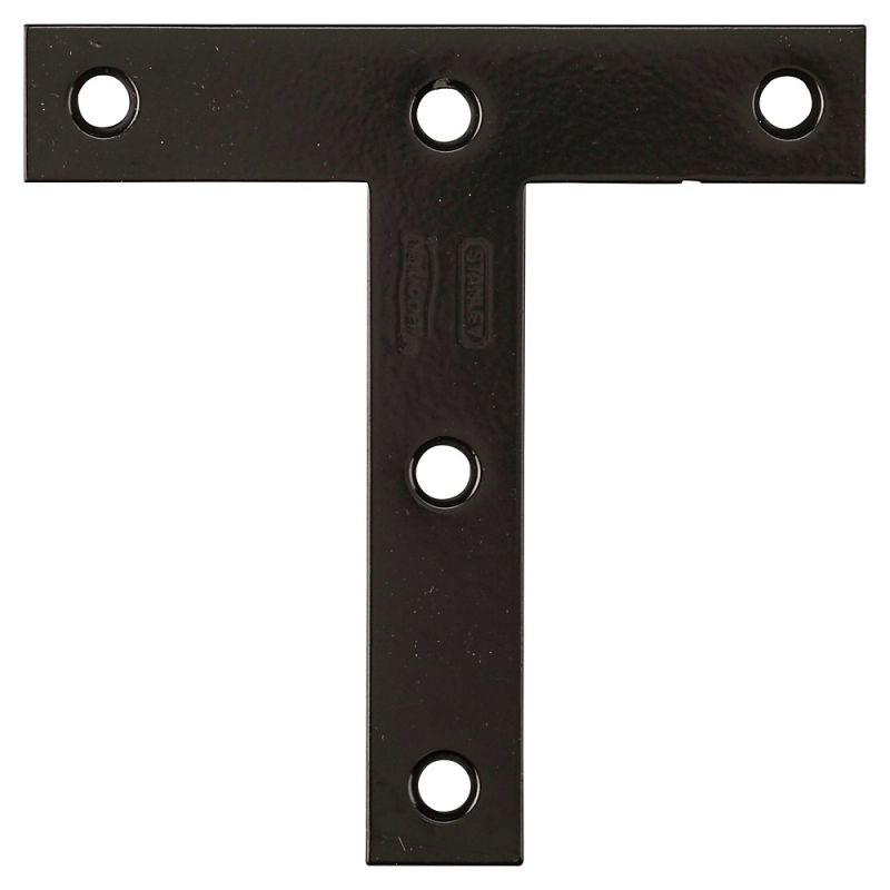 National Hardware 116BC Series N266-470 T-Plate, 4 in L, 3/4 in W, 0.07 in Thick, Steel Black
