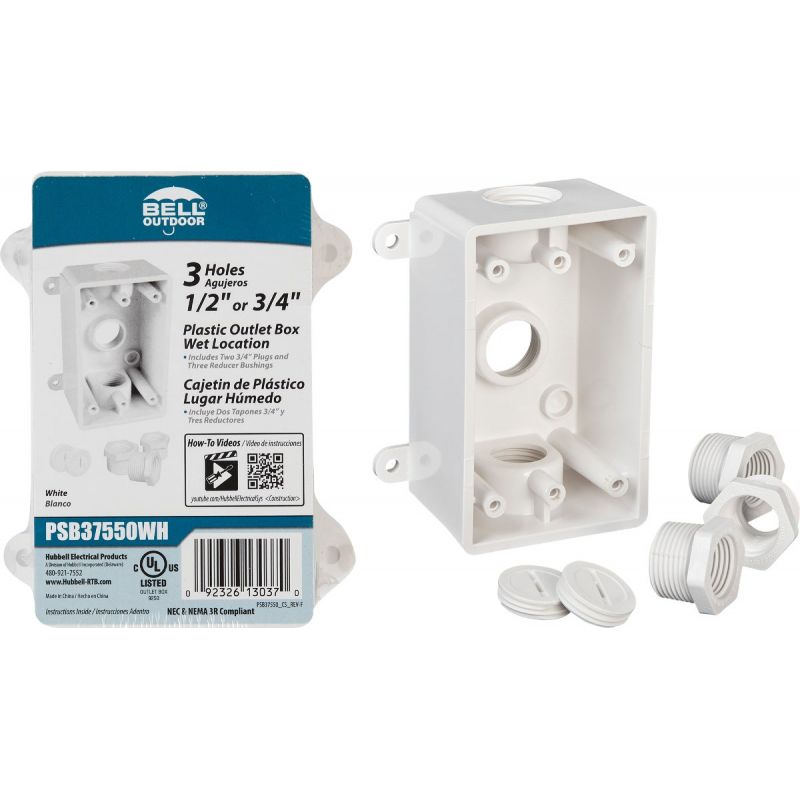 Bell Weatherproof PVC Outdoor Outlet Box White