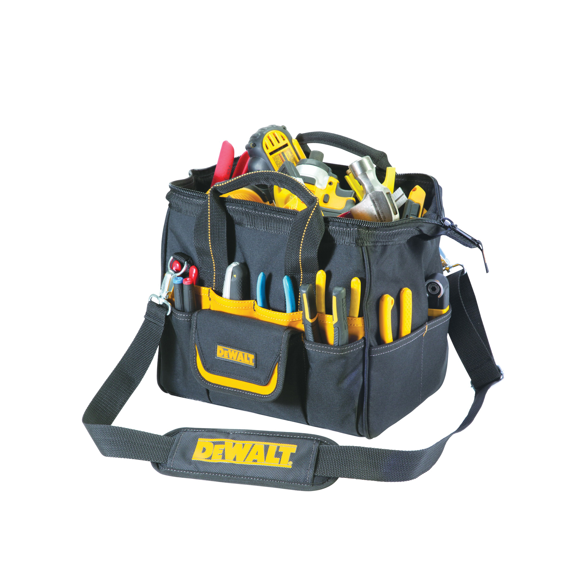 Buy CLC DG5542 Tradesman's Tool Bag, 4-1/2 in W, 13-1/4 in D, 12 in H, 29- Pocket, Ballistic Poly Fabric, Black/Yellow Black/Yellow