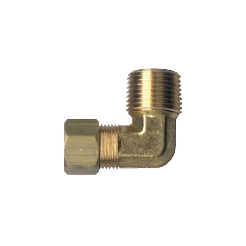 Fairview 69-10C Pipe Elbow, 5/8 x 3/8 in, Compression x MPT, 90 deg Angle, Brass, 300 psi Pressure