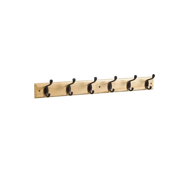 National Hardware DPV8170 S812-982 Hook Rail, 6-Hook, Wood, Oil-Rubbed Bronze Natural