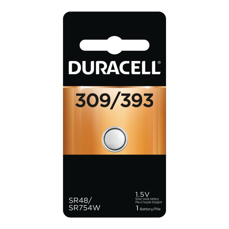 Duracell D309/393BPK Button Cell Battery, 1.55 V Battery, 70 mAh, 309/393 Battery, Silver Oxide