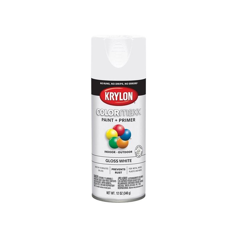 Krylon K05545007 Enamel Spray Paint, Gloss, White, 12 oz, Can White
