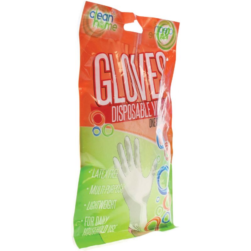 Clean Home Disposable Vinyl Gloves 1 Size Fits Most, White (Pack of 24)