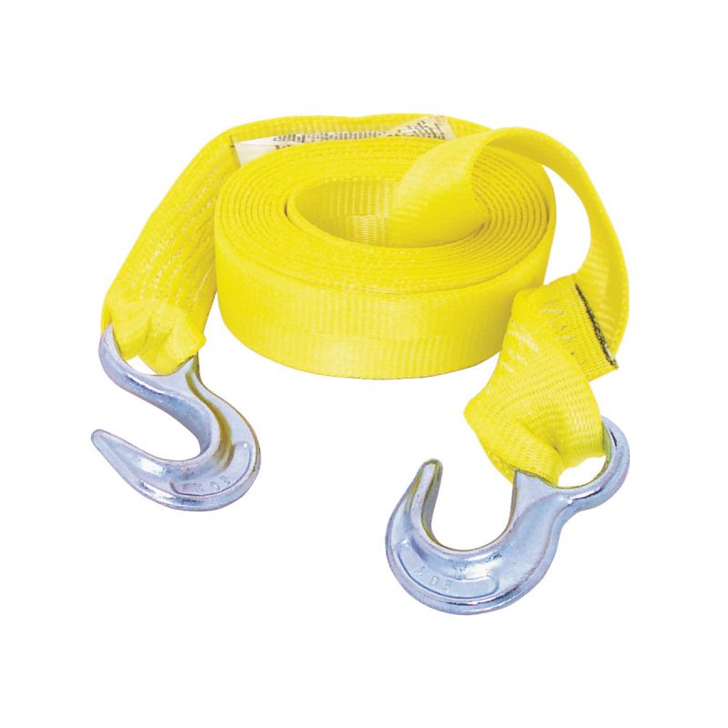 Keeper 02815 Emergency Tow Strap, 12,000 lb, 2 in W, 15 ft L, Hook End, Polyester, Yellow Yellow
