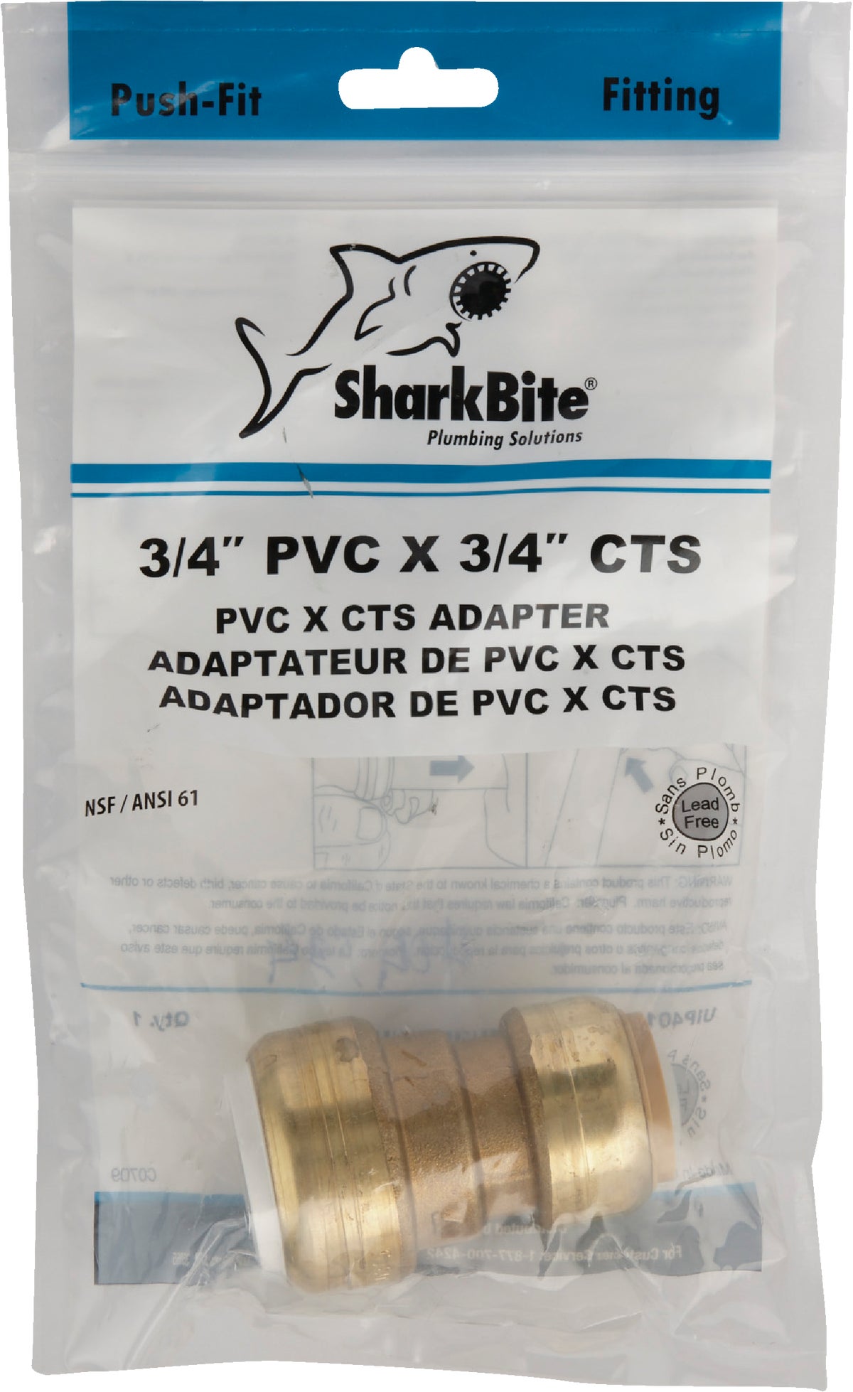 Buy SharkBite Push-to-Connect CTS X PVC Coupling 3/4 In. CTS X 3/4