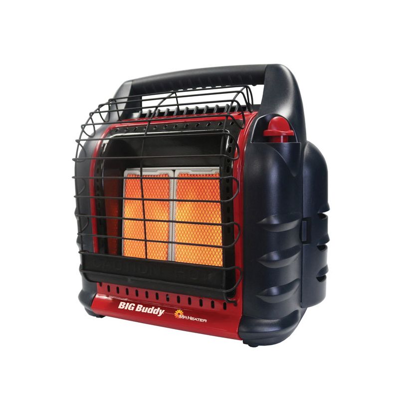 Mr. Heater Big Buddy F274805 Portable Heater, 2 or 20 lb Fuel Tank, Propane, 4000 to 18,000 Btu/hr BTU, Red Red